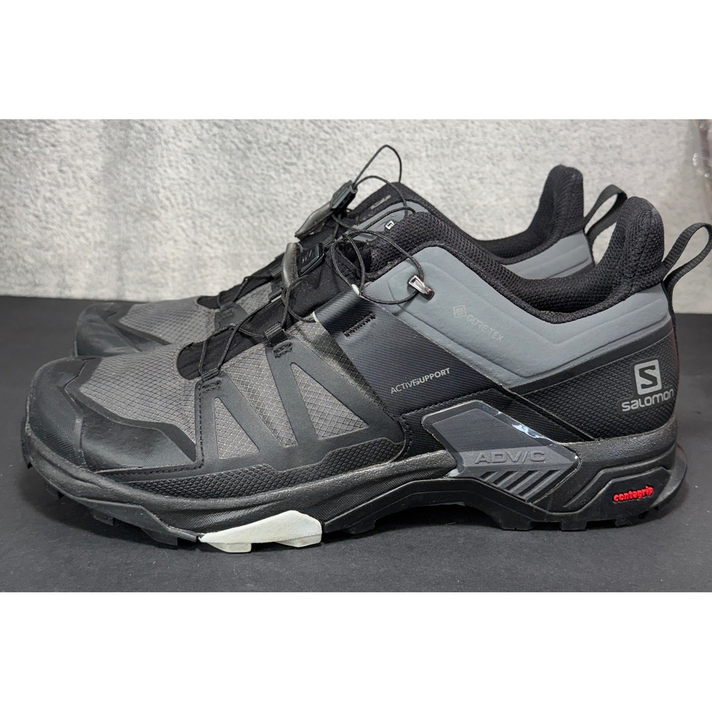 Salomon X Ultra 4 GTX Hiking Shoes Mens 13 Black Gray Gore-Tex Trail 413851